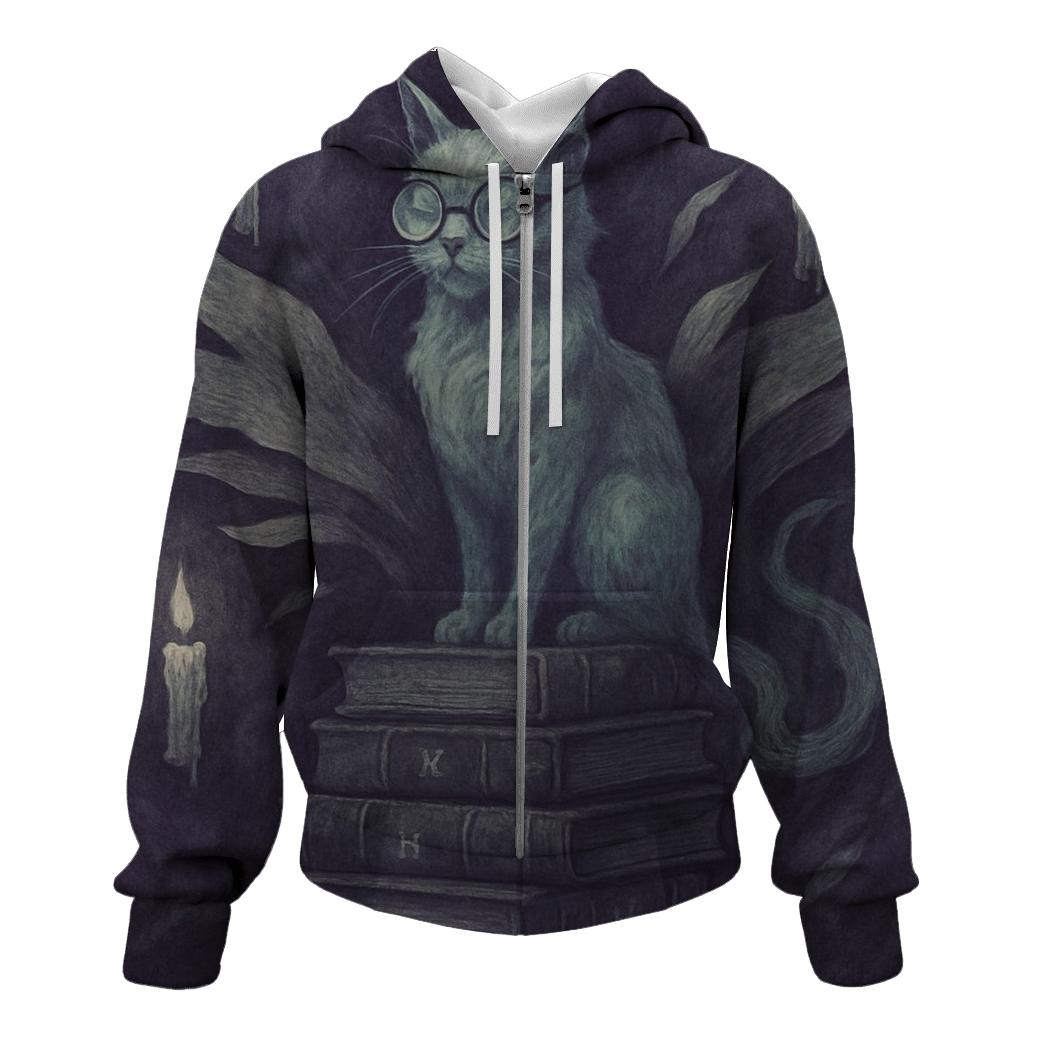 Haunted Library Scholar Cat custom hoodies