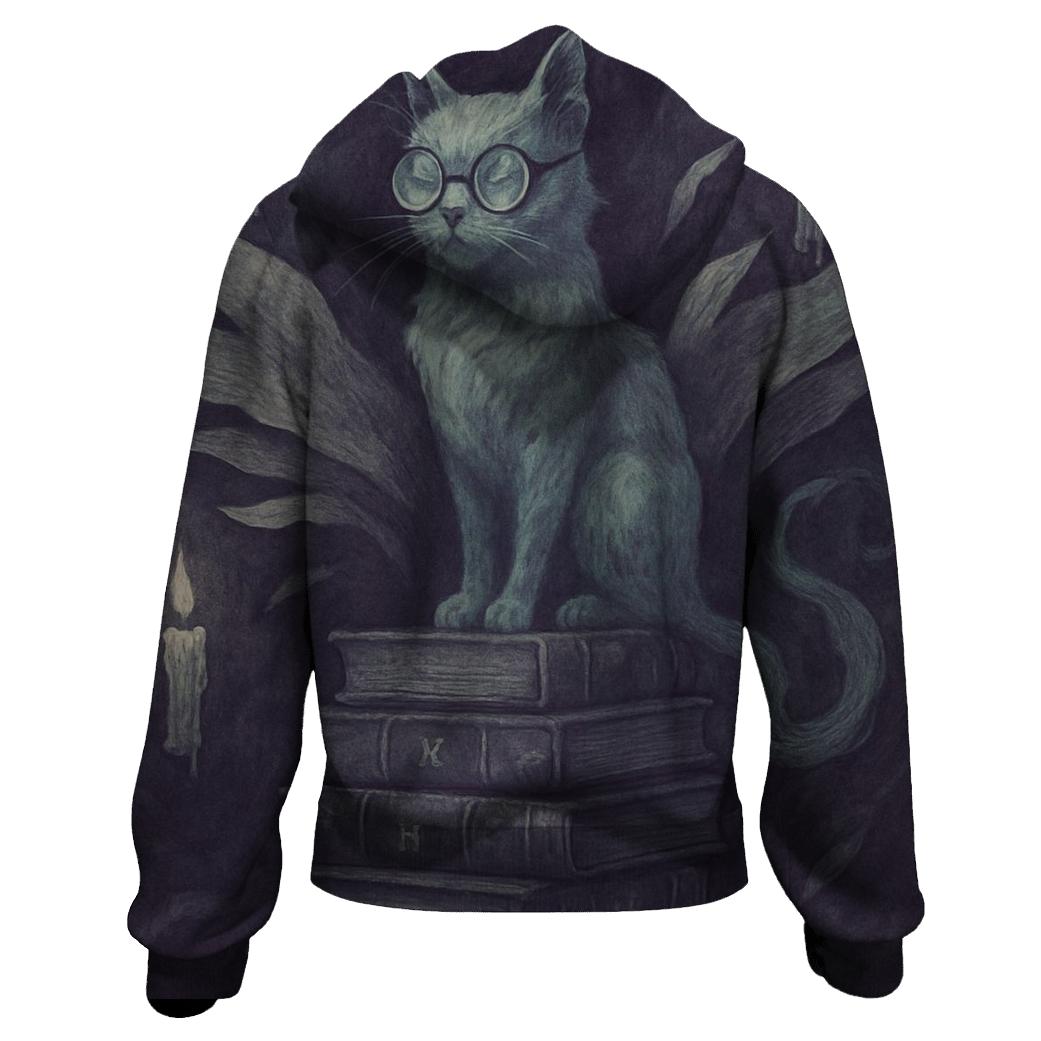 Haunted Library Scholar Cat custom hoodies