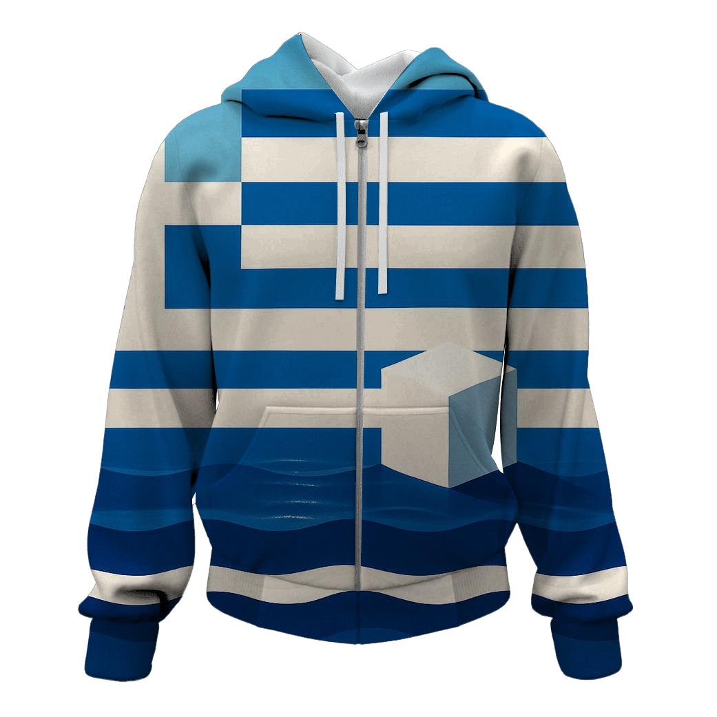 Greek Flag Island Shoreline Minimalism printed hoodies