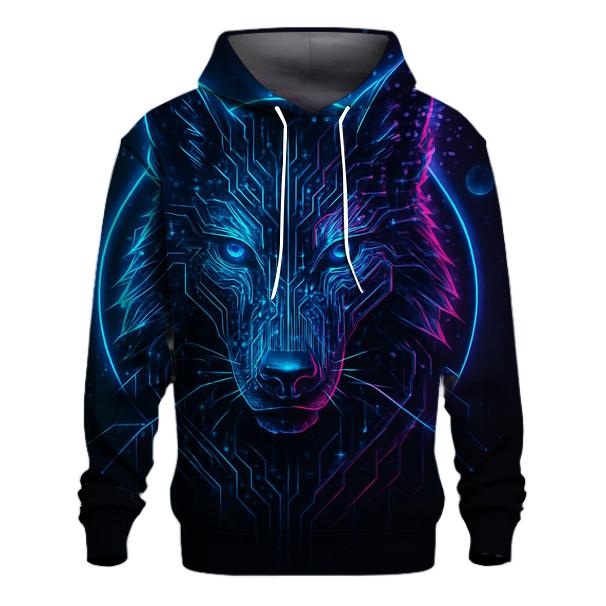 Lunar Circuit Wolf printed hoodies