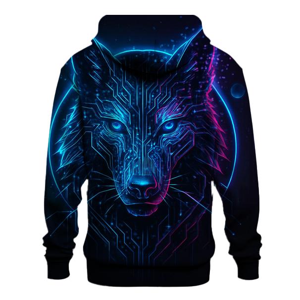 Lunar Circuit Wolf printed hoodies