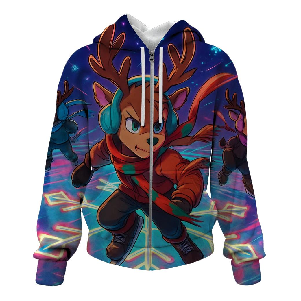 Reindeer Neon Skating Rink hoodie designs