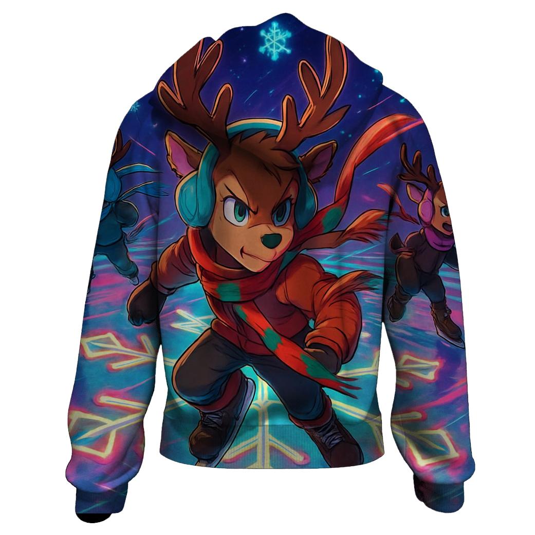 Reindeer Neon Skating Rink hoodie designs