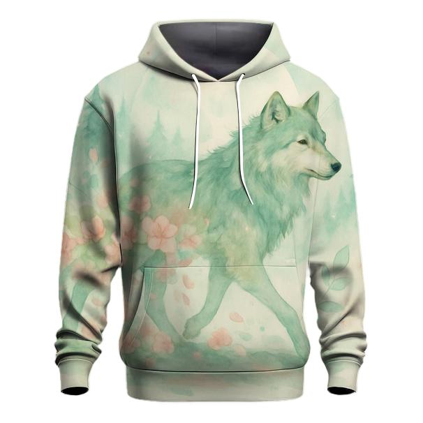 Forest Spirit Blossom Wolf embroidered hoodies