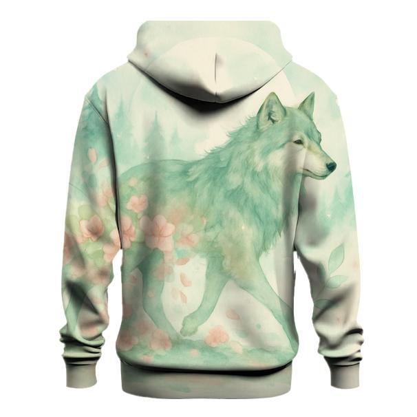 Forest Spirit Blossom Wolf embroidered hoodies