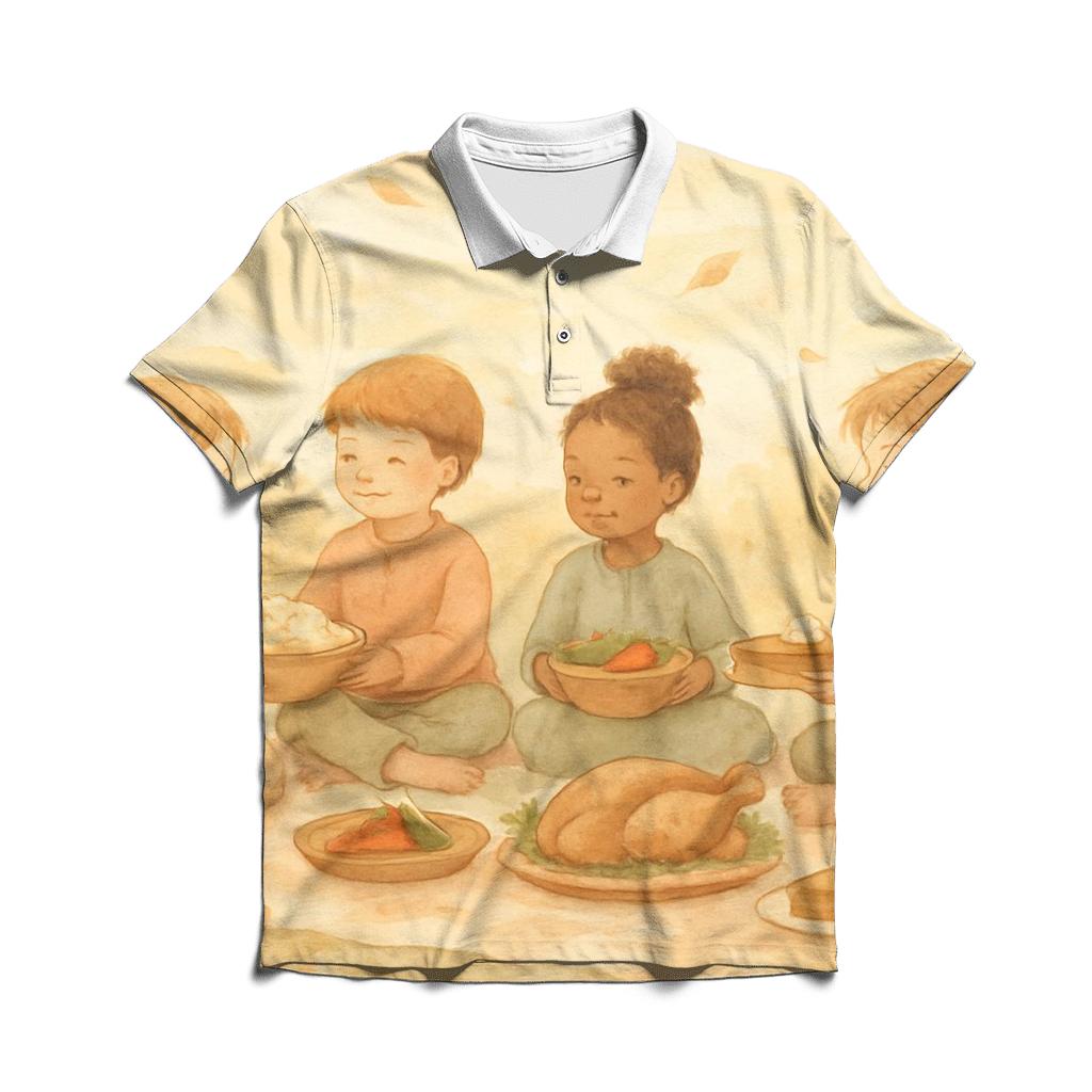 Autumn Meadow Kids Feast embroidered polo tops
