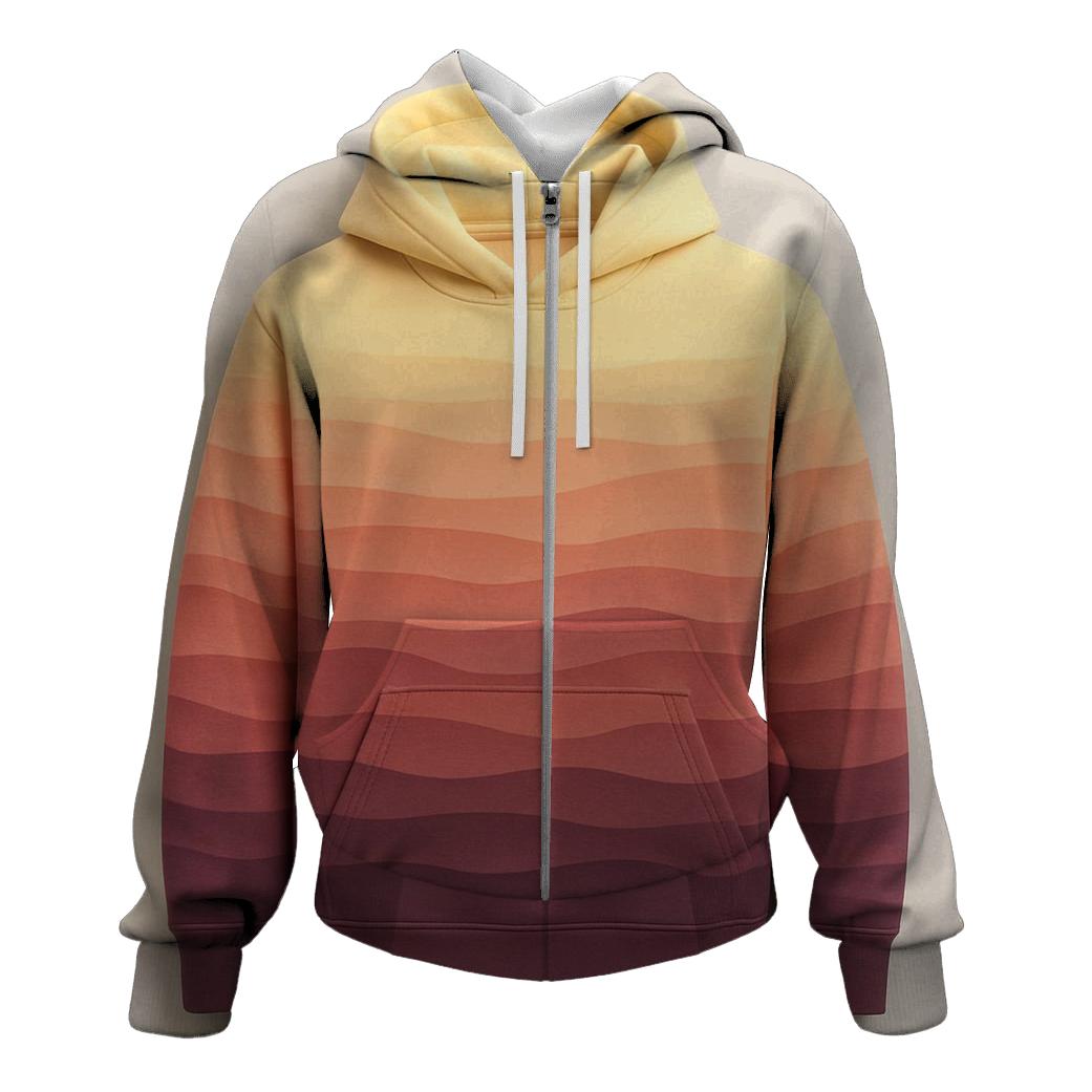 Radiant Horizon Gradient Waves embroidered hoodies
