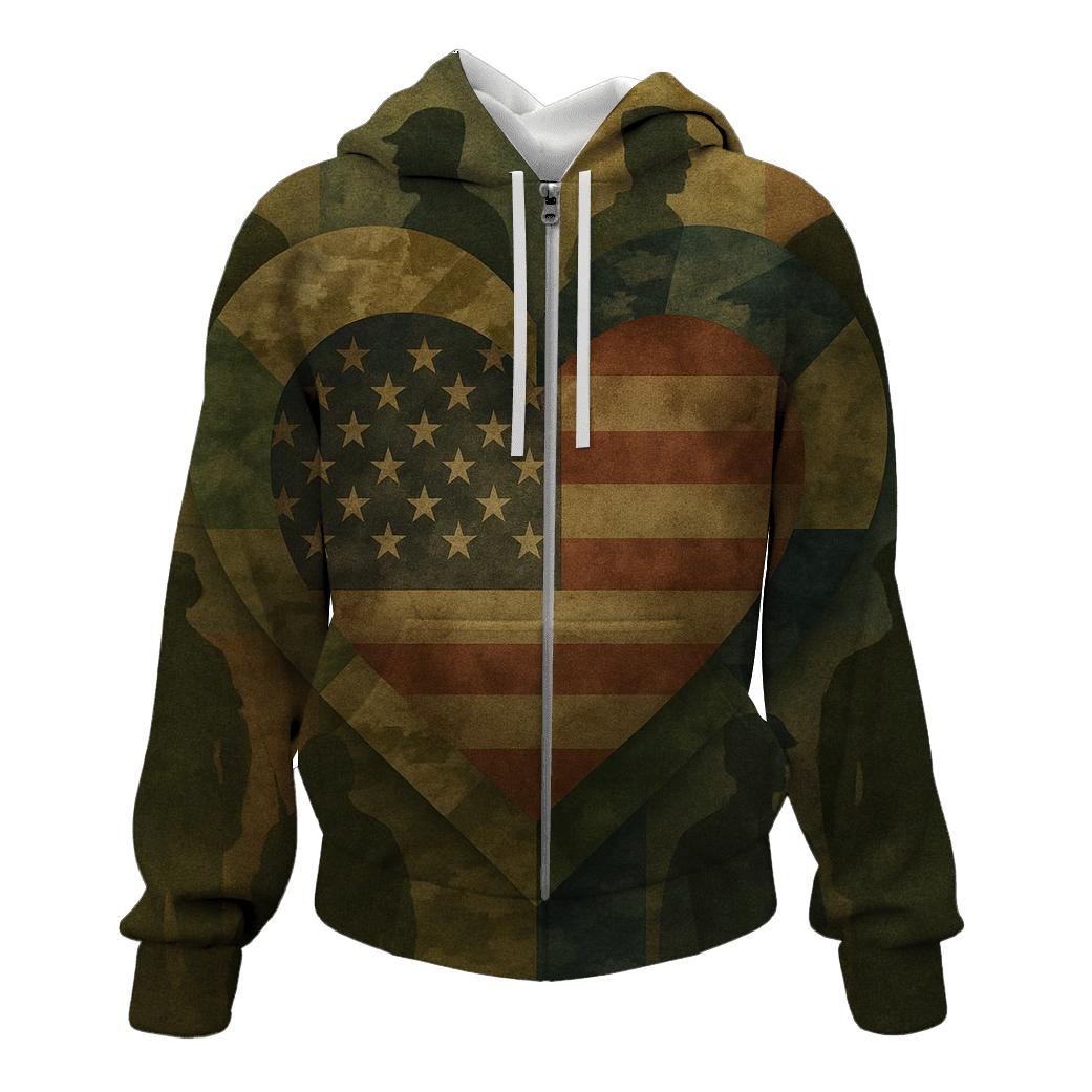 Camouflage Heart Of The Republic embroidered hoodies