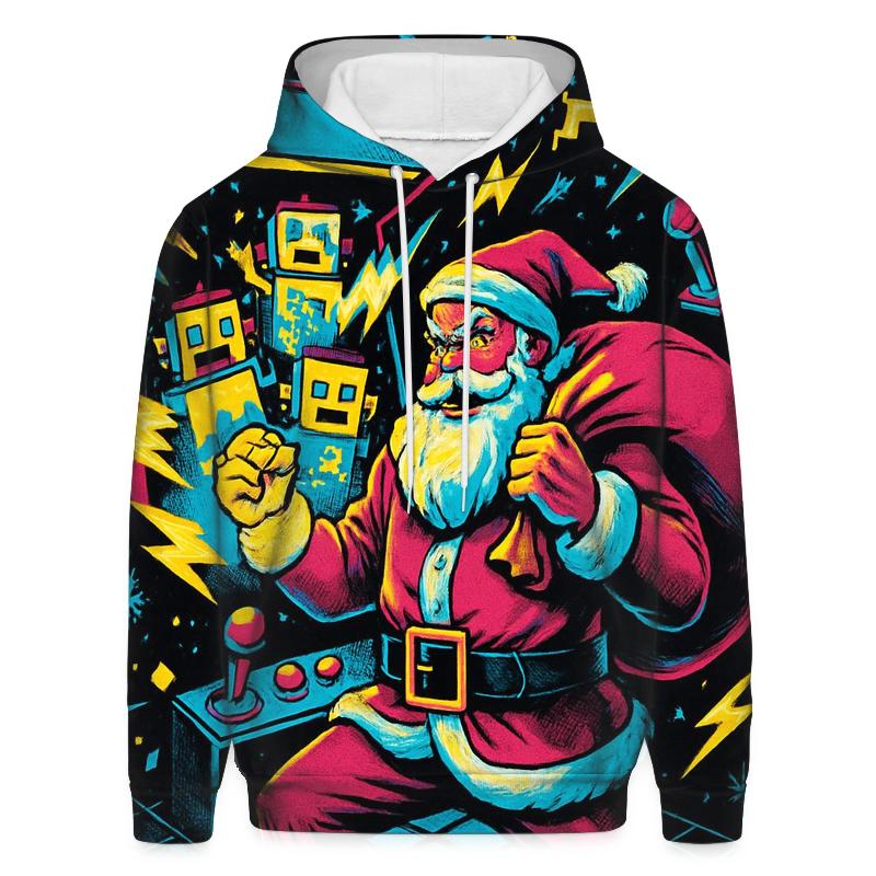 Retro Arcade Santa Showdown pullover hoodies