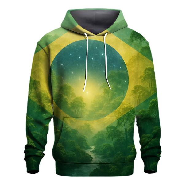 Brazilian Flag Rainforest Double Exposure printed hoodies