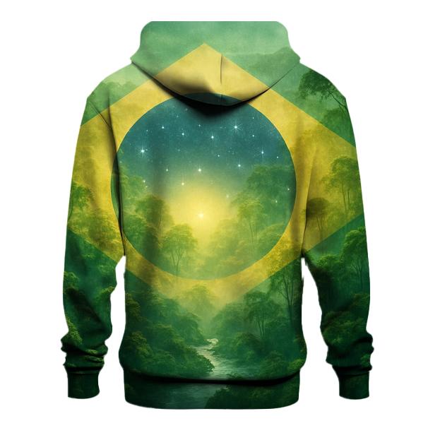 Brazilian Flag Rainforest Double Exposure printed hoodies