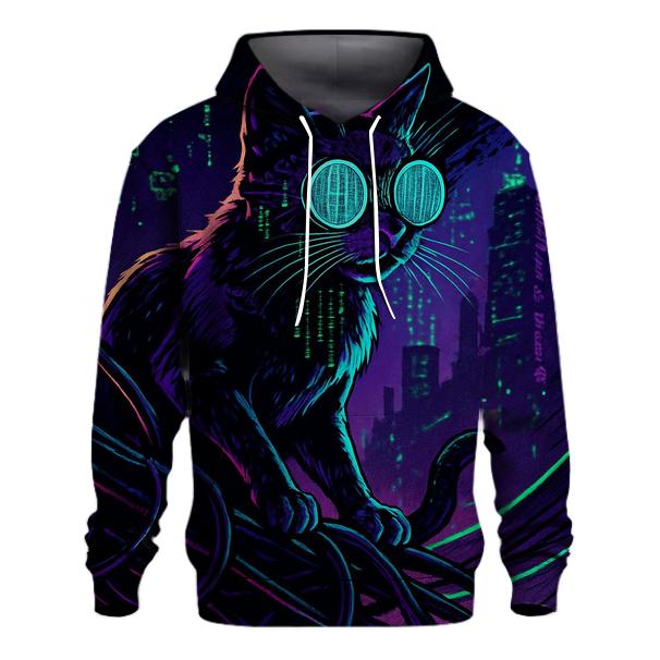 Cyber Oculus Hacker Cat heavyweight hoodies