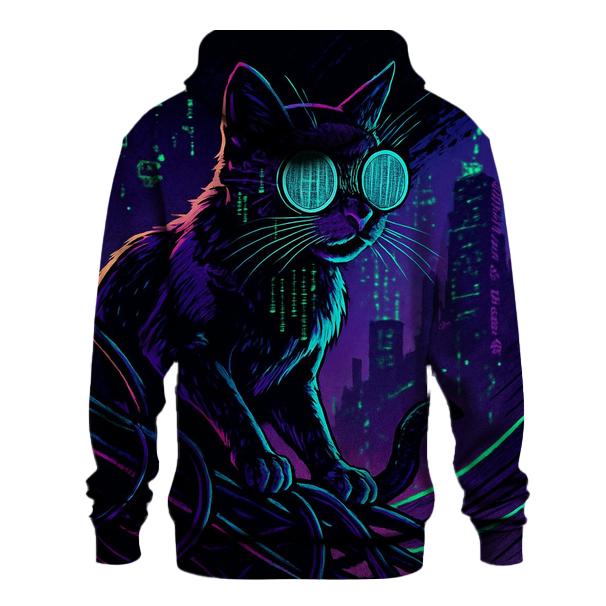 Cyber Oculus Hacker Cat heavyweight hoodies