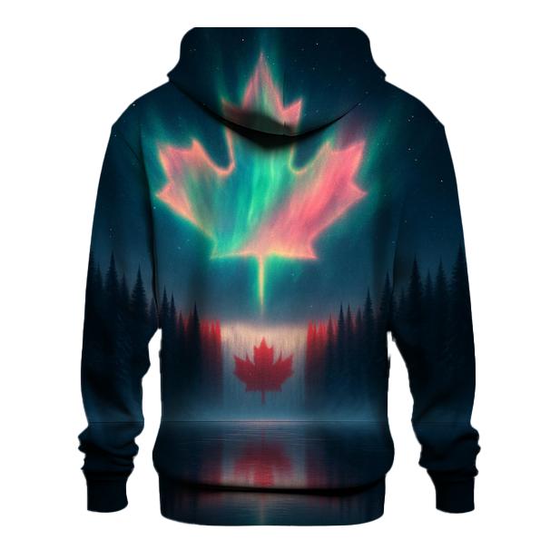 Canadian Flag Aurora Forest Reflection printed hoodies