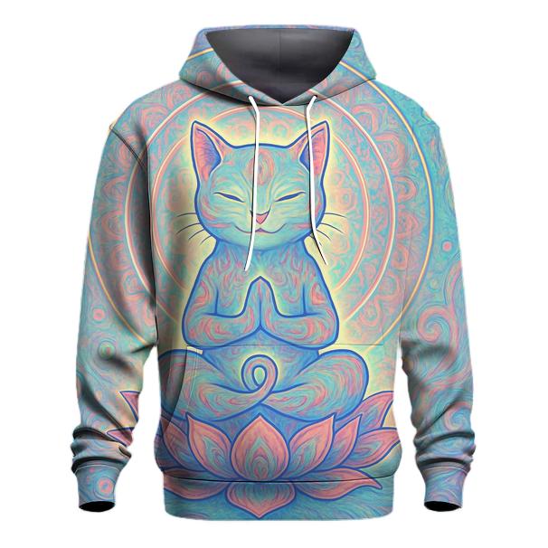 Psychedelic Lotus Meditation Cat graphic hoodies