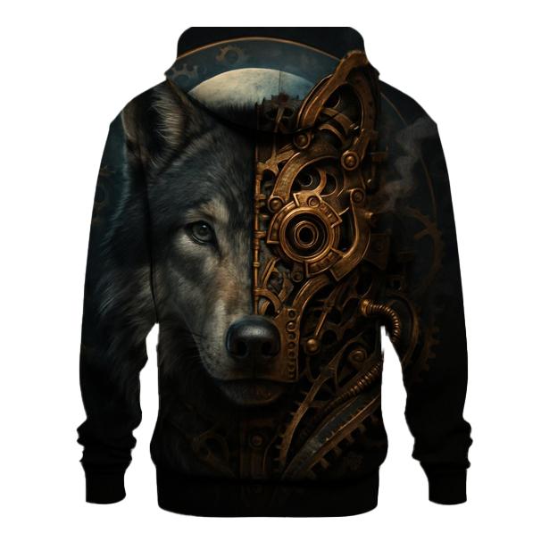 Mechanical Moon Mask Wolf graphic hoodies