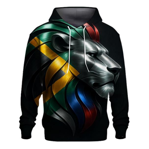 South African Flag Metallic Lion Silhouette custom hoodies
