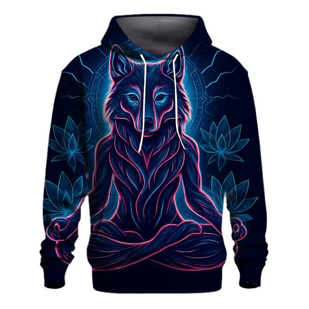 Neon Lotus Wolf Guardian pullover hoodies