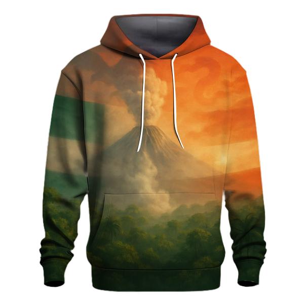 Mexican Flag Volcano And Forest Fusion premium hoodies
