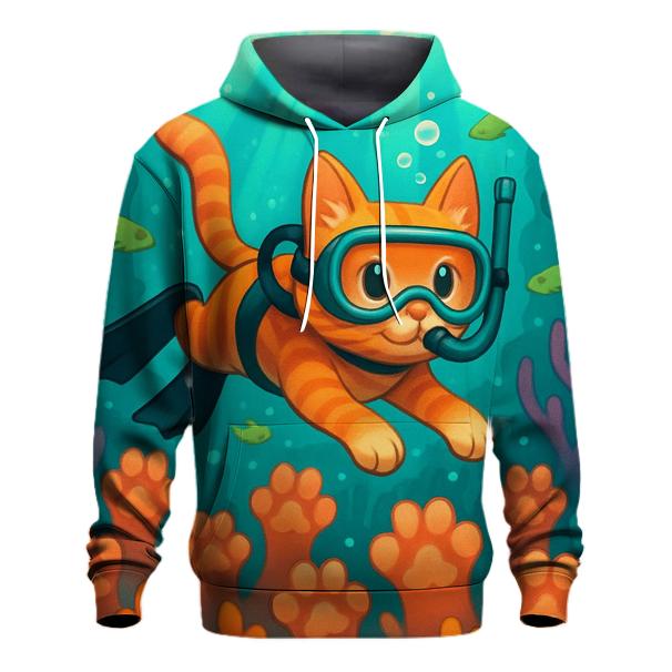 Coral Reef Diver Cat hoodie styles