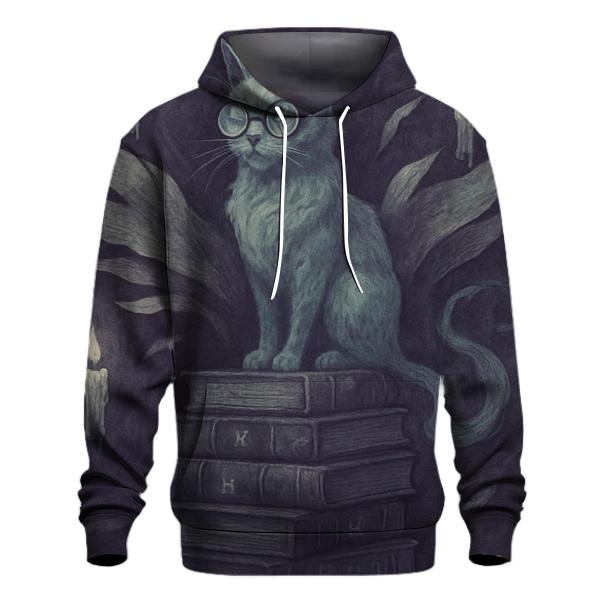 Haunted Library Scholar Cat hoodies fashion