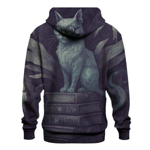 Haunted Library Scholar Cat hoodies fashion
