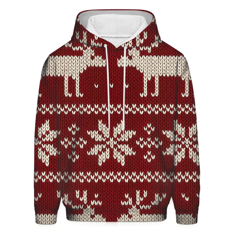 Nordic Reindeer Fair Isle On Deep Red hoodie designs