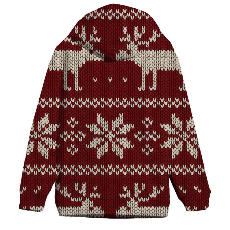 Nordic Reindeer Fair Isle On Deep Red hoodie designs