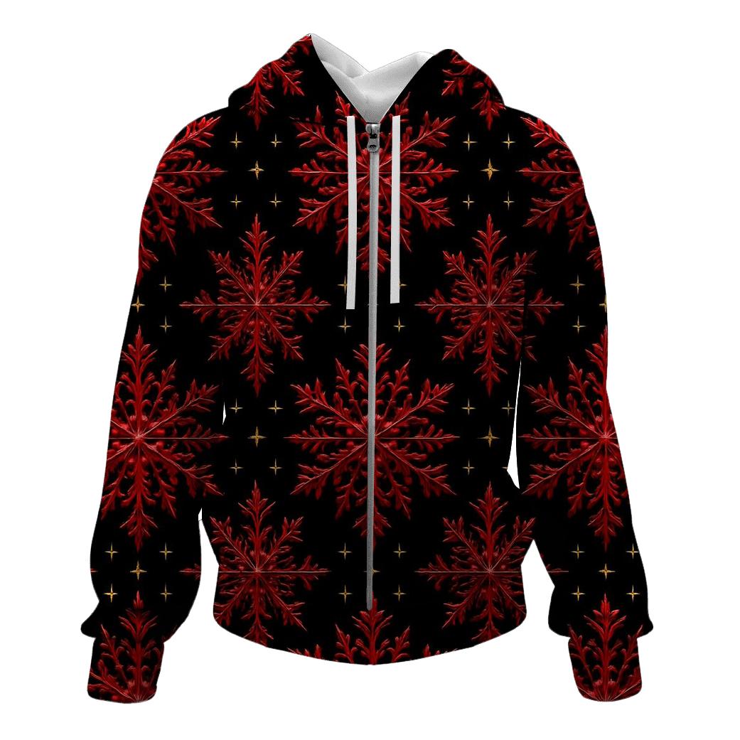 Crimson Snowflake Lattice On Midnight Black hoodies fashion