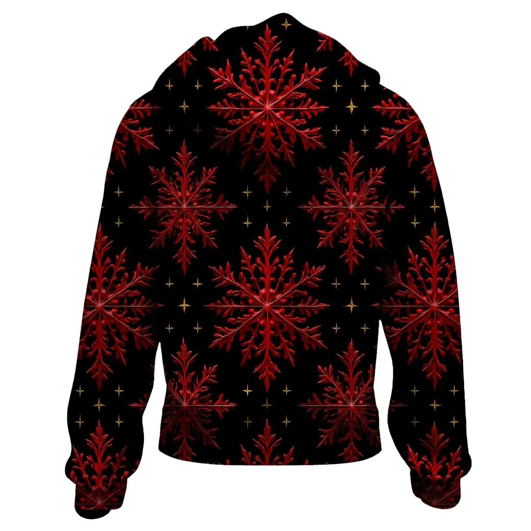 Crimson Snowflake Lattice On Midnight Black hoodies fashion