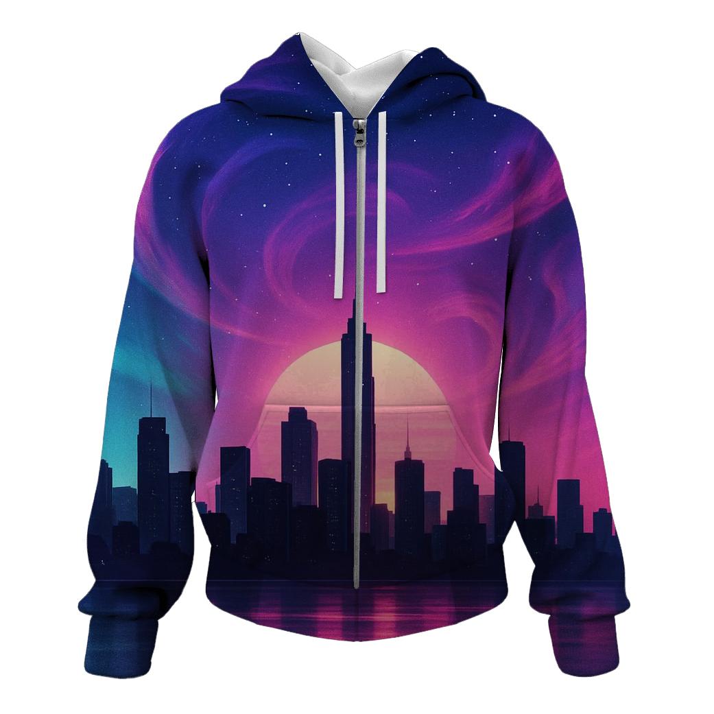 Nebula Sunset Over The City designer hoodies