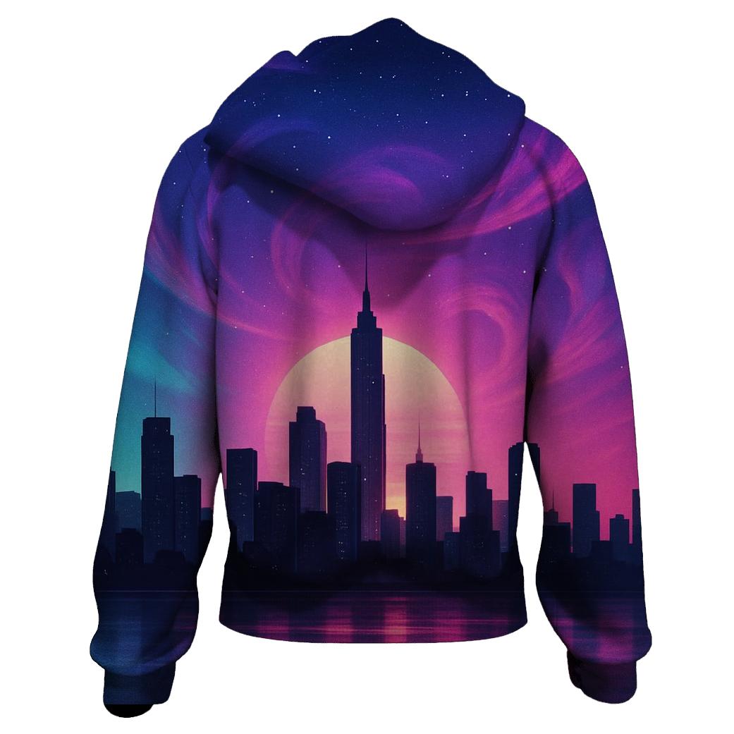 Nebula Sunset Over The City designer hoodies