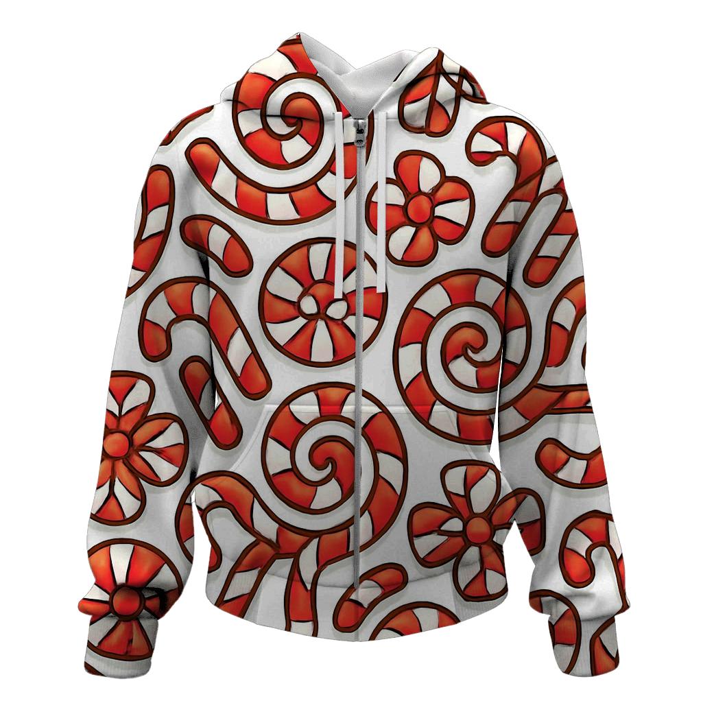 Candy Cane Spiral Tessellation On White hoodie trends