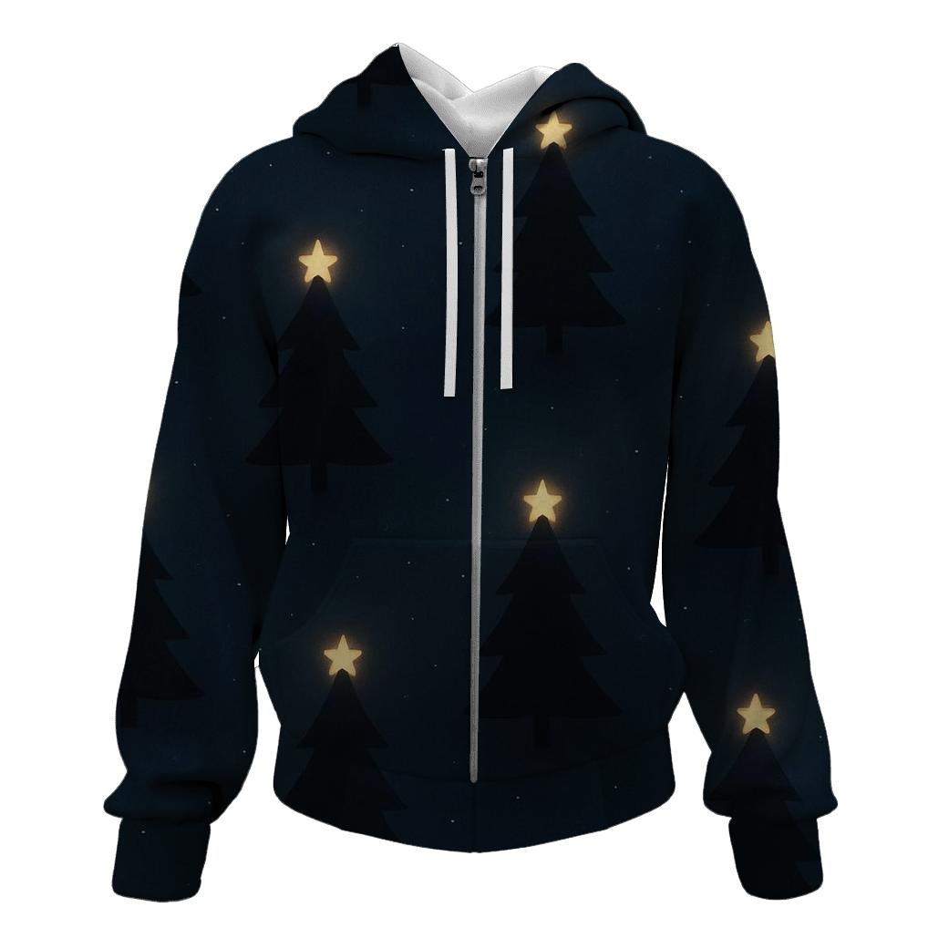 Midnight Christmas Tree Silhouette Constellation premium hoodies