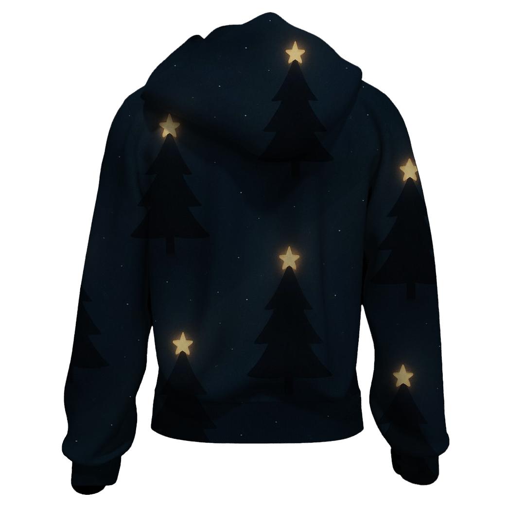Midnight Christmas Tree Silhouette Constellation premium hoodies