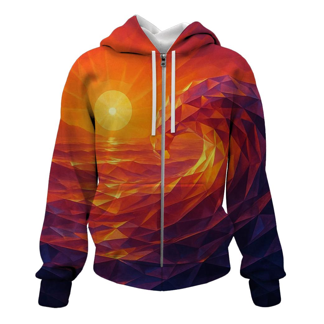 Crystalline Sunset Waves heavyweight hoodies
