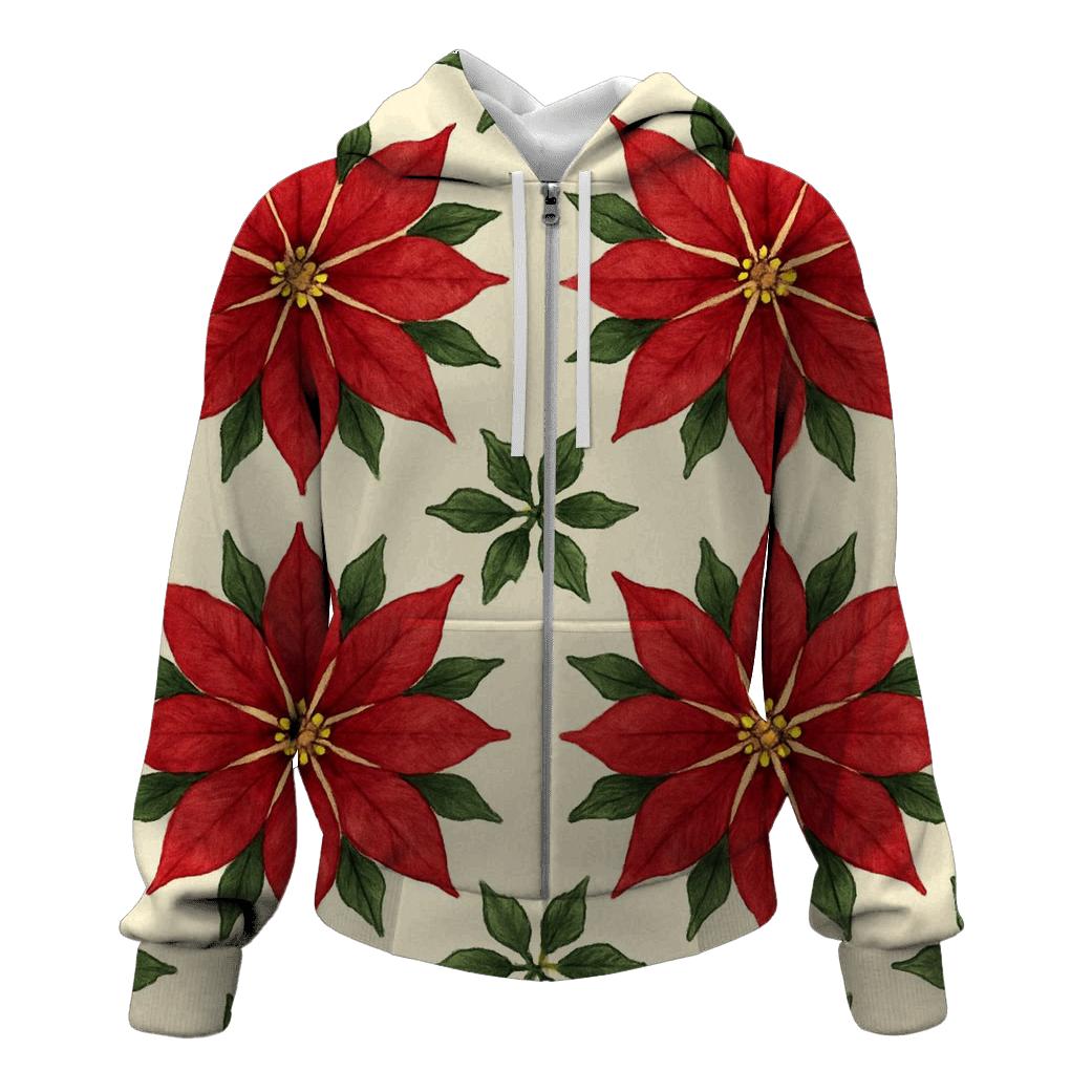 Poinsettia Star Medallion Tiles On Cream graphic hoodies