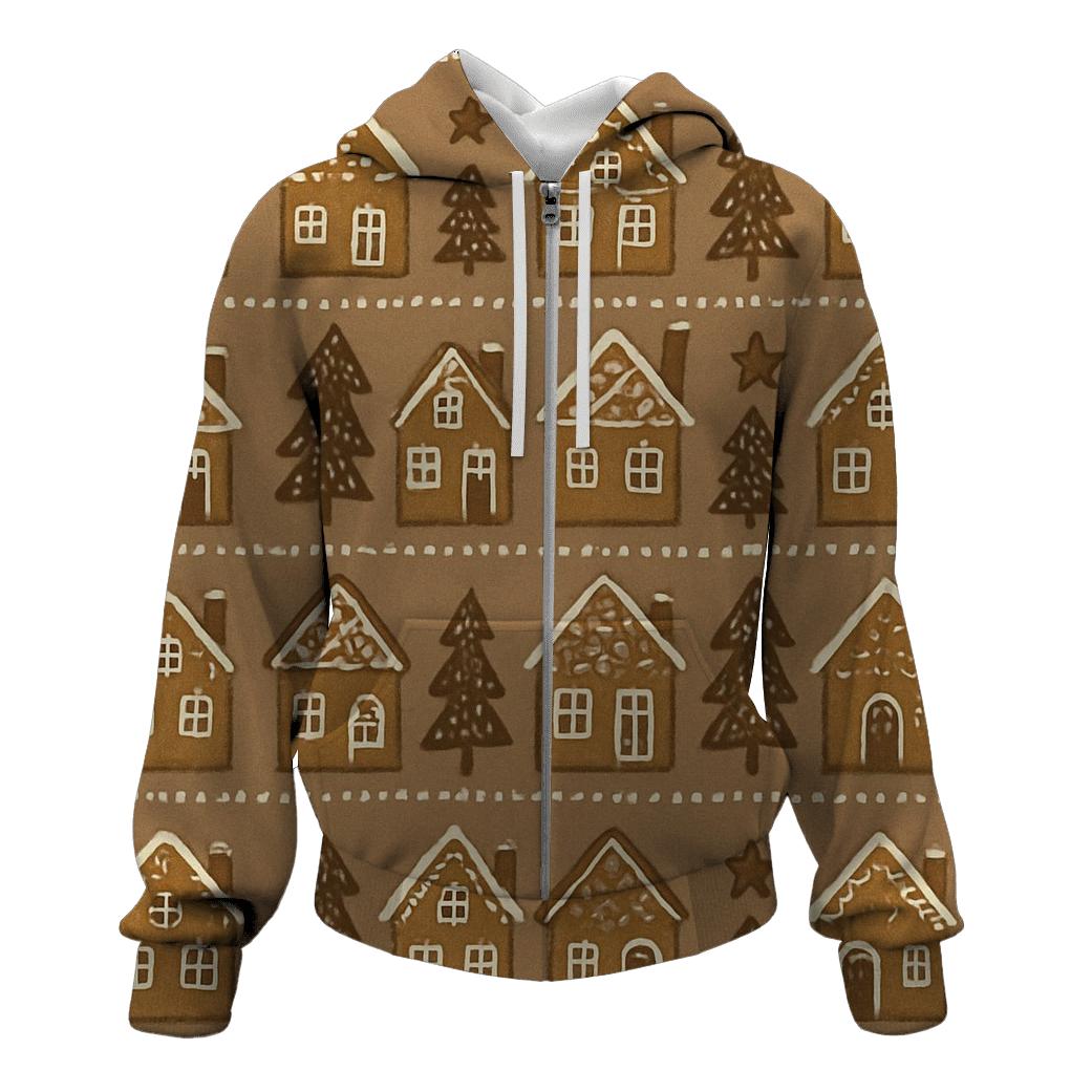 Gingerbread Village Border Bands On Neutral Taupe pullover hoodies
