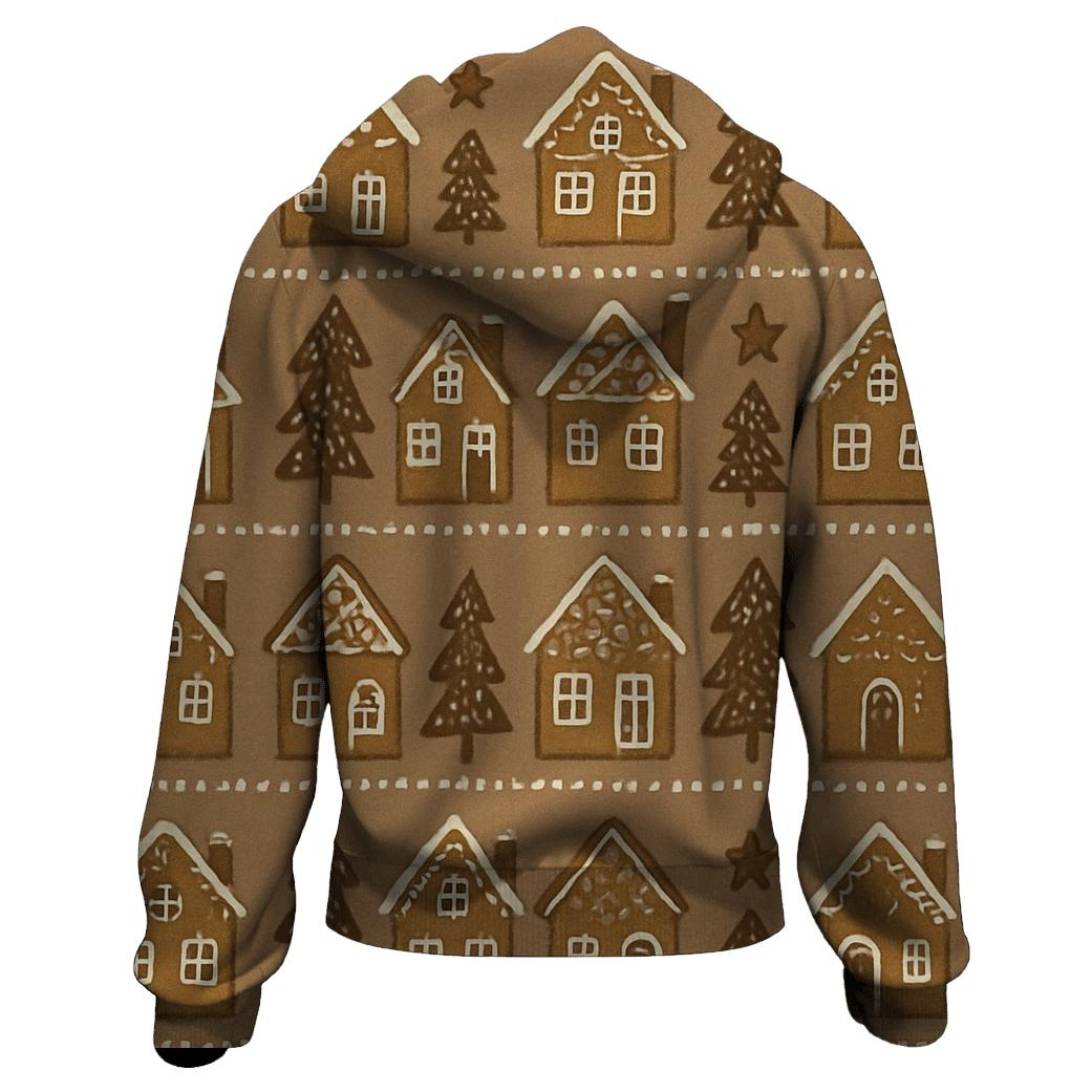 Gingerbread Village Border Bands On Neutral Taupe pullover hoodies