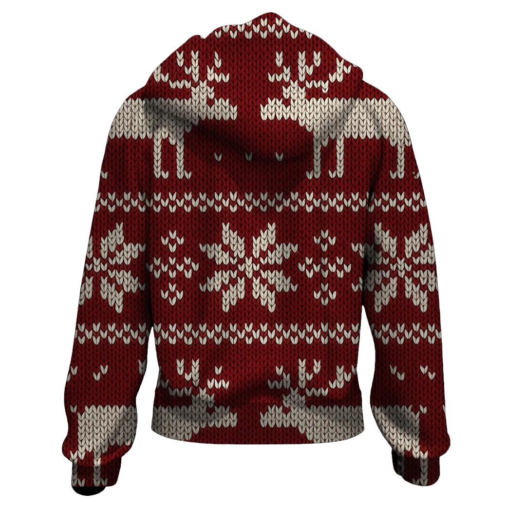 Nordic Reindeer Fair Isle On Deep Red premium hoodies