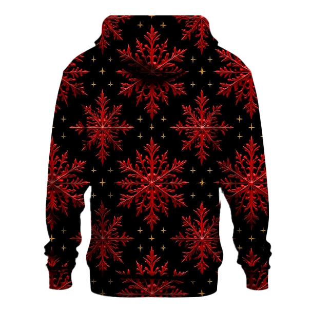 Crimson Snowflake Lattice On Midnight Black premium hoodies