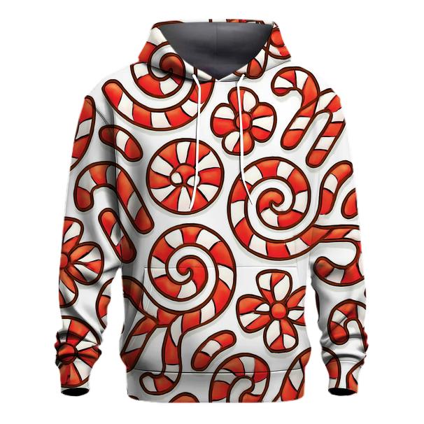 Candy Cane Spiral Tessellation On White hoodie styles