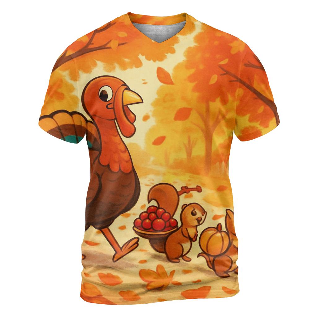 Turkey Parade Through Maple Lane creative print fashion shirts