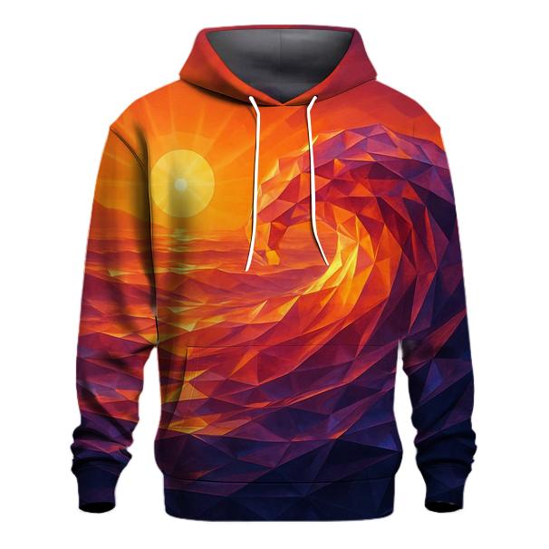 Crystalline Sunset Waves printed hoodies