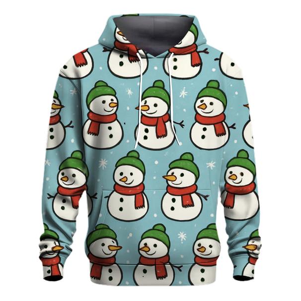 Snowman Parade Stripe On Icy Blue printed hoodies