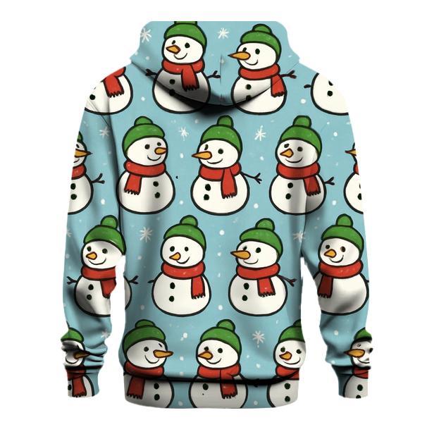 Snowman Parade Stripe On Icy Blue printed hoodies