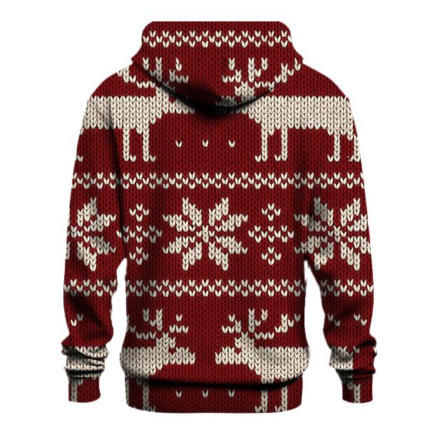 Nordic Reindeer Fair Isle On Deep Red heavyweight hoodies