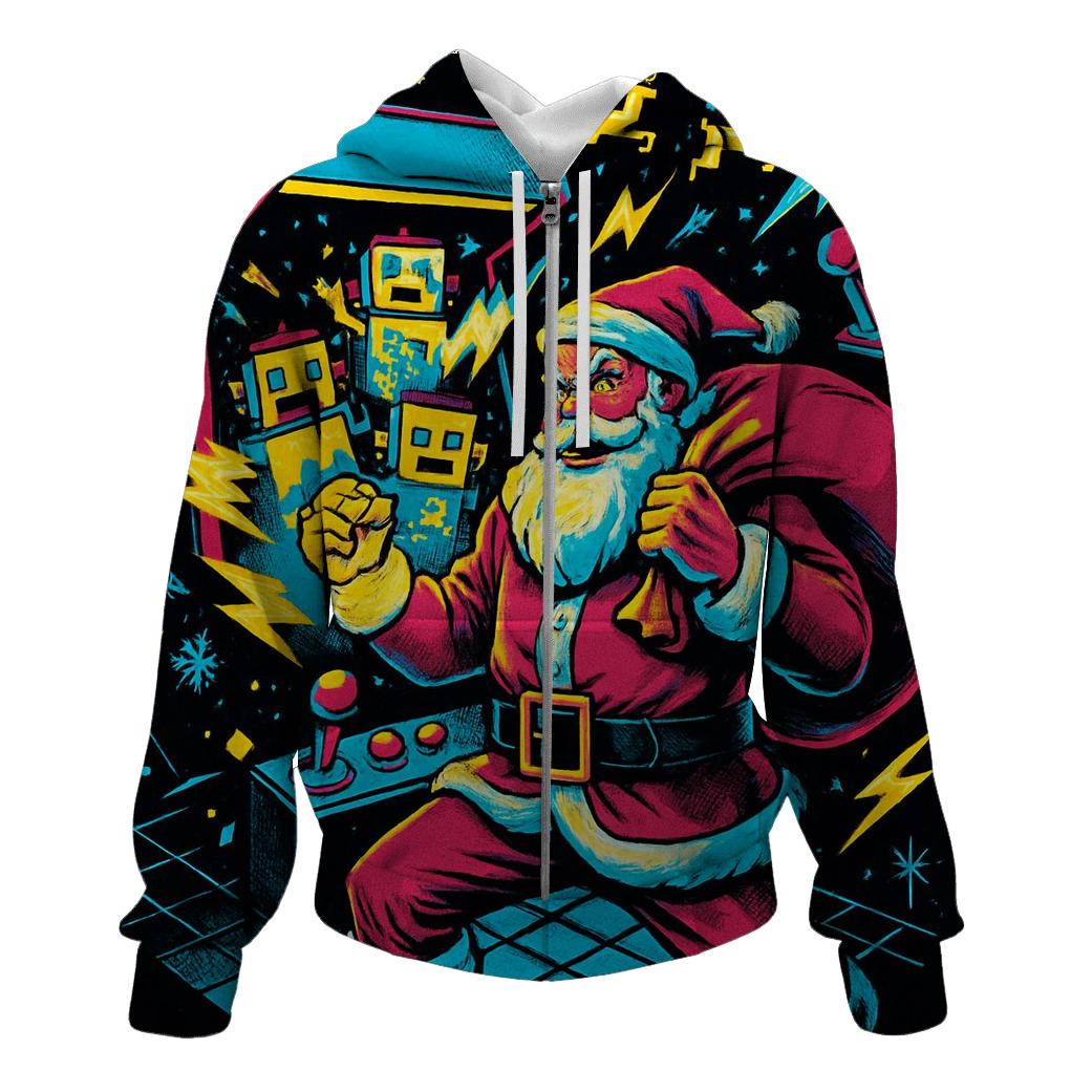 Retro Arcade Santa Showdown graphic hoodies