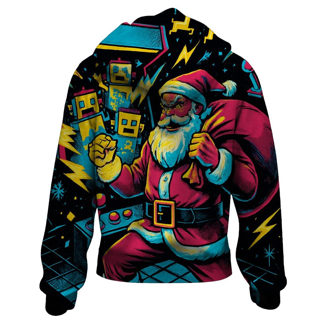 Retro Arcade Santa Showdown graphic hoodies