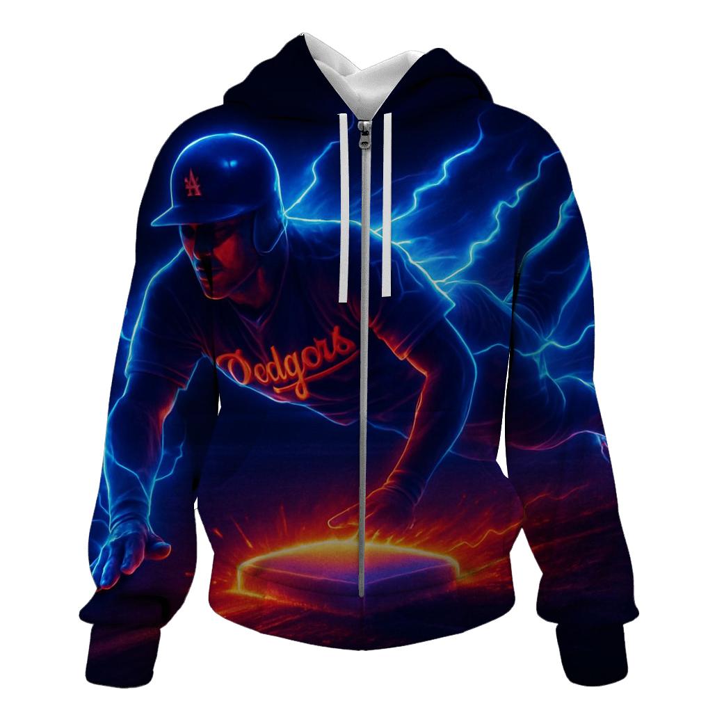 Blue Lightning Steal embroidered hoodies